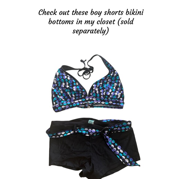 Marina West Polka Dot Triangle Halter Bikini Top - Blue, Teal, Purple Size M - Picture 2 of 2